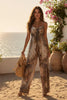 Women's Printed Backless Camisole Wide Leg Jumpsuit by FitiqueFit