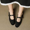Women's Sheepskin Mary Jane Shoes – Single Strap Round Toe Flat Leather Shoes by FitiqueFit