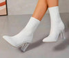 Women’s Chunky-Heeled Knitted Suede Ankle Boots by FitiqueFit