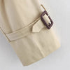 Women's Notch-Collar Short Trench Coat with Belt Buckle Detail by FitiqueFit