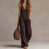 Women’s Loose V-Neck Sleeveless Wide-Leg Jumpsuit by FitiqueFit