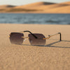 Gold Frame Cheetah Rimless Sunglasses – INS Hip-Hop Style by FitiqueFit