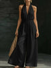 Women’s V-Neck Halter Neck Wide-Leg Jumpsuit by FitiqueFit