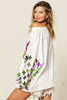 BiBi Fleur De Lis Sleeve Mardi Gras Pullover by FitiqueFit