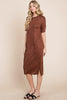 Round Neck Side Slit Midi Dress For Women – Chic Midi Dress, Stylish Round Neck Dress, Side Slit Dress, Versatile Midi Dress, Alluring Side Slit Dress, Elegant Dress for Any Occasion, Timeless Wardrobe Staple by Stevvex