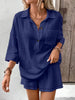 Women's Lapel Collar Double-Panel Shirt & Shorts Two-Piece Set by FitiqueFit