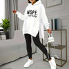 Casual 2-Piece Set Solid Color Leggings & Letter Print Hooded Sweatshirt by FitiqueFit