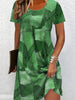 Women's Plus Size Digital Print Denim-Look Short Sleeve Dress by FitiqueFit