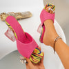 Contrast Peep Toe Block Heel Sandals