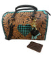 Tooled Leather Turquoise Black Checkered Heart Speedy Bag by Neon Spur