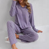 Women’s Ribbed Long Sleeve Top and Pants Loungewear Set by FitiqueFit