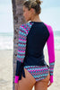 Full Size Round Neck Long Sleeve Top and Tied Brief Swim Set