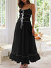 Vintage Ruffled Hem Midi Dress With Tied And Ruched Detail Elegant Feminine Girls Dress by Stevvex