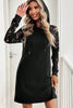 Black Long Sleeve Hooded Dress With Lace Detail Stylish Comfortable Women’s Dress Luxury Unique Design Dress by Stevvex
