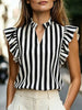 Women's Retro Ruffle-Trim Printed Sleeveless Top by FitiqueFit