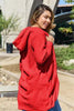 Red Double Take Full Size Hooded Teddy Bear Jacket with Thumbholes Ultra-Cozy & Stylish Comfortable Outerwear by Stevvex