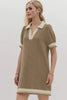 Trendy Contrast Short Sleeve Mini Dress Soft & Comfortable Casual Dress for Women by Stevvex
