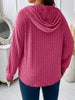 Ribbed Knit Drawstring Hooded T-Shirt by Simply Love