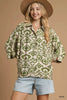Umgee Abstract Print Button-Up Oversized Shirt by FitiqueFit
