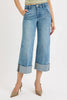 RISEN High Rise Ankle Wide Cuffed Jeans