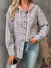 Plaid Buttoned Long Sleeve Hooded Jacket for Women – Cozy & Stylish Cotton-Blend Outerwear by Stevvex