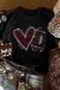 Black Rhinestone Rugby Heart Shape Graphic Crewneck T Shirt by Wild and Free Boutique