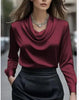 Women’s Elegant Boat Neck Long Sleeve Minimalist Top by FitiqueFit
