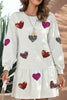 Cute Heart Round Neck Long Sleeve Mini Dress Stylish Dress for Women Girls Simple Charming Dress by Stevvex