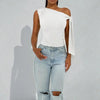 Women’s One-Shoulder Asymmetrical Tie Shoulder Top – Going Out & Party Shirt by FitiqueFit