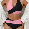 Bikini Black and White Contrast Color Criss Cross Neck 2 Piece Swimsuit for Women – Stylish Medium Stretch Two-Tone Bikini Set with Unique Neckline and Flattering Fit – Modern Swimwear for Beach Days, Pool Lounging, and Summer Escapes by Stevvex