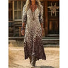 Women's Retro Chic 3D Print V-Neck Long-Sleeve A-Line Dress by FitiqueFit