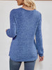 Ribbed Knit V-Neck Long Sleeve T-Shirt by Simply Love