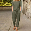 Wide-Leg Pants Two-Piece Set – Solid Color Casual Lounge Suit by FitiqueFit