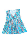 Multicolor Abstract Print Boho Flounce Hem Sleeveless Shirt