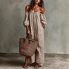 Women's Off-Shoulder Long-Sleeve Maxi Dress by FitiqueFit