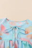 Splotches Pattern Ruffled Cap Sleeve Blouse
