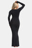 Caramel Built-In Shapewear Dress Square Neck Long Sleeve Maxi Dress Elegant Shapewear Dress For Women by Stevvex