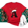 Red Loose T-Shirt Top With A Christmas Party Aesthetic by My Store