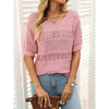 Women’s Short Sleeve Crochet Knit Hollow-Out Top by FitiqueFit