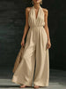 Women’s V-Neck Halter Neck Wide-Leg Jumpsuit by FitiqueFit