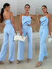 Candy-Colored Bodycon Halterneck Backless High-Waist Wide-Leg Jumpsuit by FitiqueFit