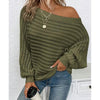 Off-Shoulder Batwing Sweater – Loose Knit Pull-Over for Fall by FitiqueFit