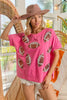 BiBi Game Day Sequins Patched Half Sleeves Top by Wild and Free Boutique