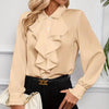 Women’s Ruffled Collared Blouse | Long Sleeve Dressy Work Top by FitiqueFit