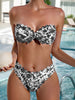 Bikini Sensual Bandeau Bow Tie 2 Piece Bikini Swimsuit for Women – Trendy High Stretch Printed Bikini Set with Flattering Bandeau Top and Classic Bottoms – Fashionable Swimwear for Poolside Lounging Beach Vacations and Summer Style Statements by Stevvex