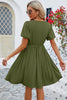 V-Neck Balloon Short Sleeve Dress