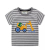 Children's Excavator Striped Round Neck T-Shirt by Simply Love