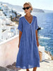 Patchwork Asymmetrical Maxi Dress – Relaxed V-Neck Style by FitiqueFit