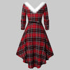 Christmas Women’s Fur Patchwork V-Neck Long-Sleeved Dress by FitiqueFit
