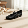 Women's Sheepskin Mary Jane Shoes – Single Strap Round Toe Flat Leather Shoes by FitiqueFit
